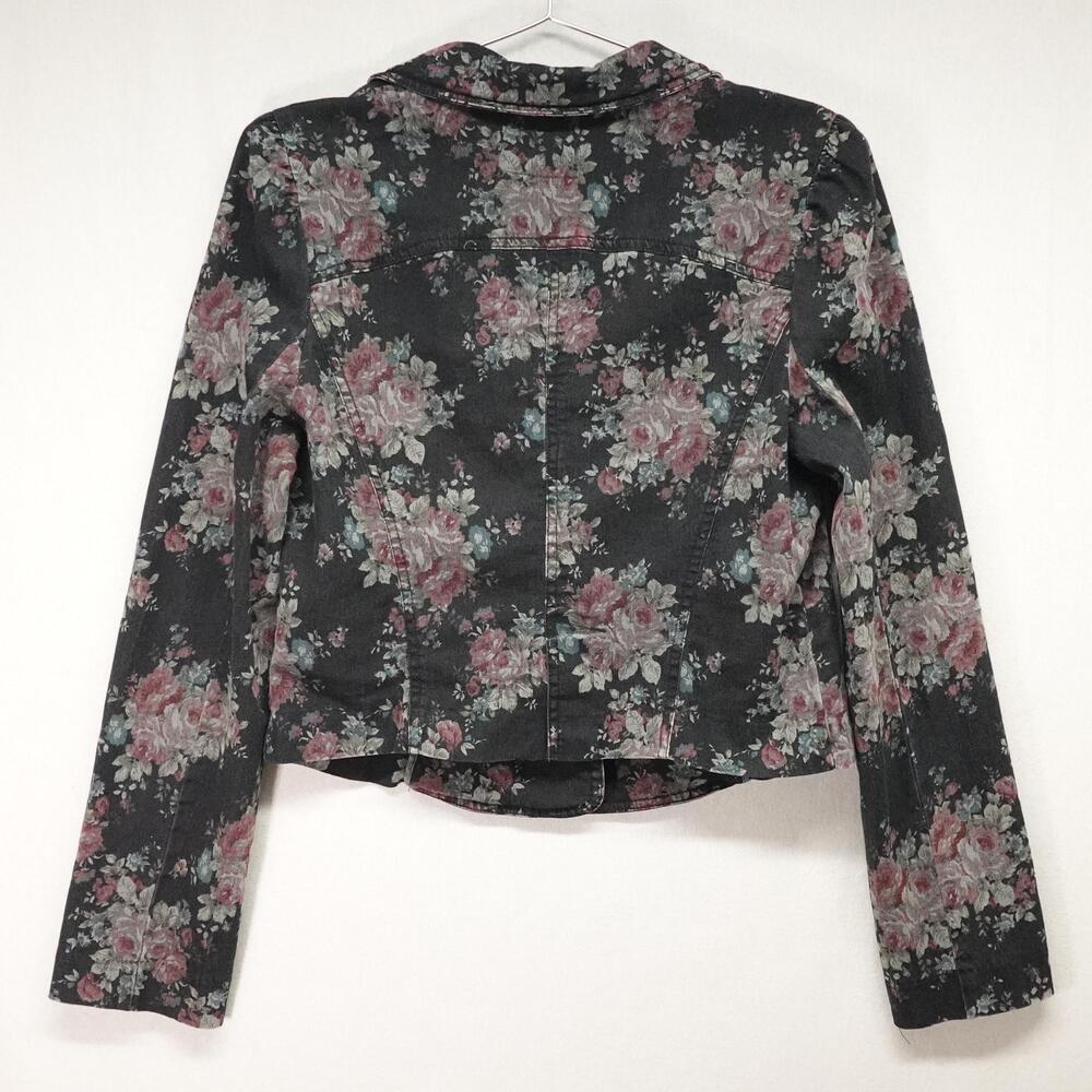 Free People Blazer Womens 12 Black Floral Cropped Boho Feminine Cottage - Picture 7 of 8